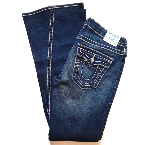 True Religion Dark Wash Bell Bottom Flare Leg Jeans SZ 31 - Picture 2 of 11